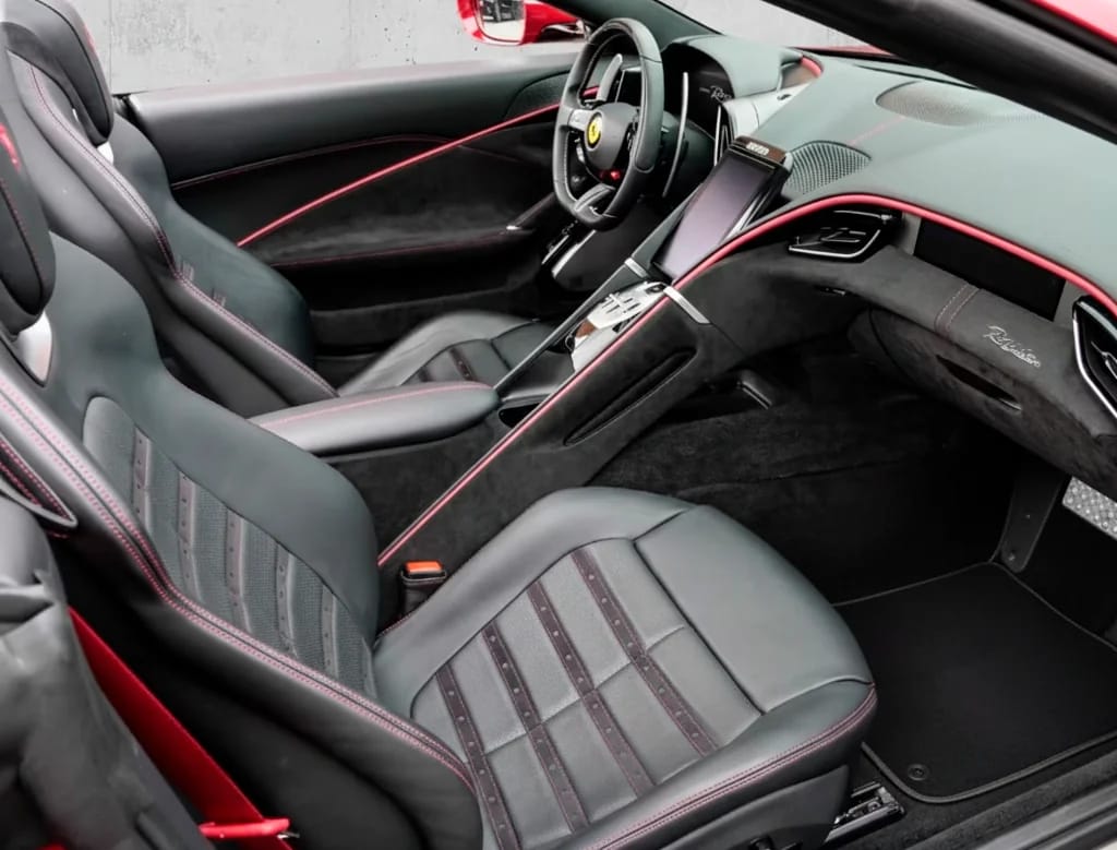 Ferrari Roma custom fit floor mats, premium quality material, precise fitment for enhanced car interior protection.
