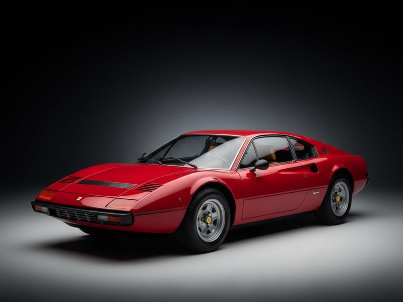 Ferrari Dino GT4 luxury leather floor mats with premium stitching and embroidered logo 1973-1979