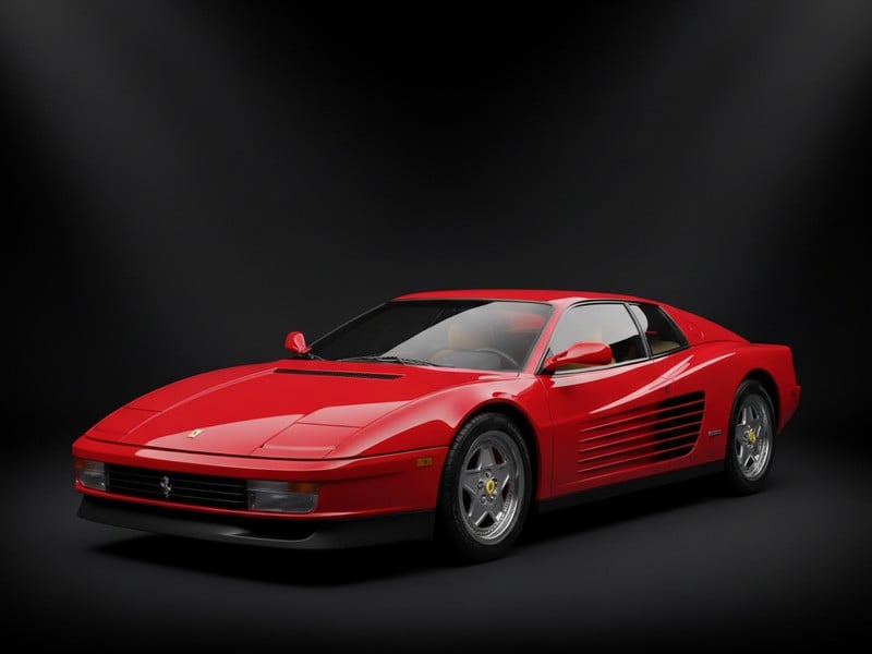 Ferrari Testarossa luxury leather floor mats with premium stitching and embroidered logo 1984-1996