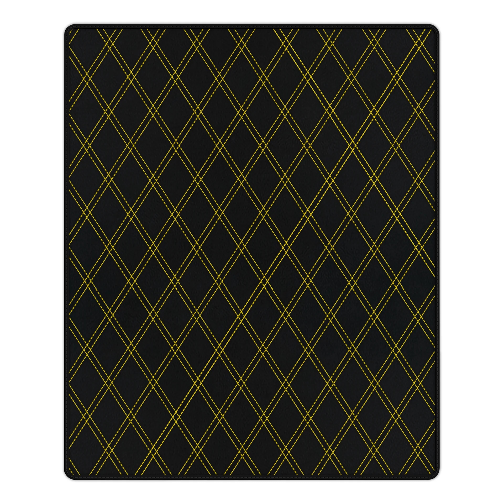 Ferrari 296 GTB Fußmatte, maßgeschneidert, Premium-Qualität, stilvolles Schwarz mit gelbem Nähmuster.