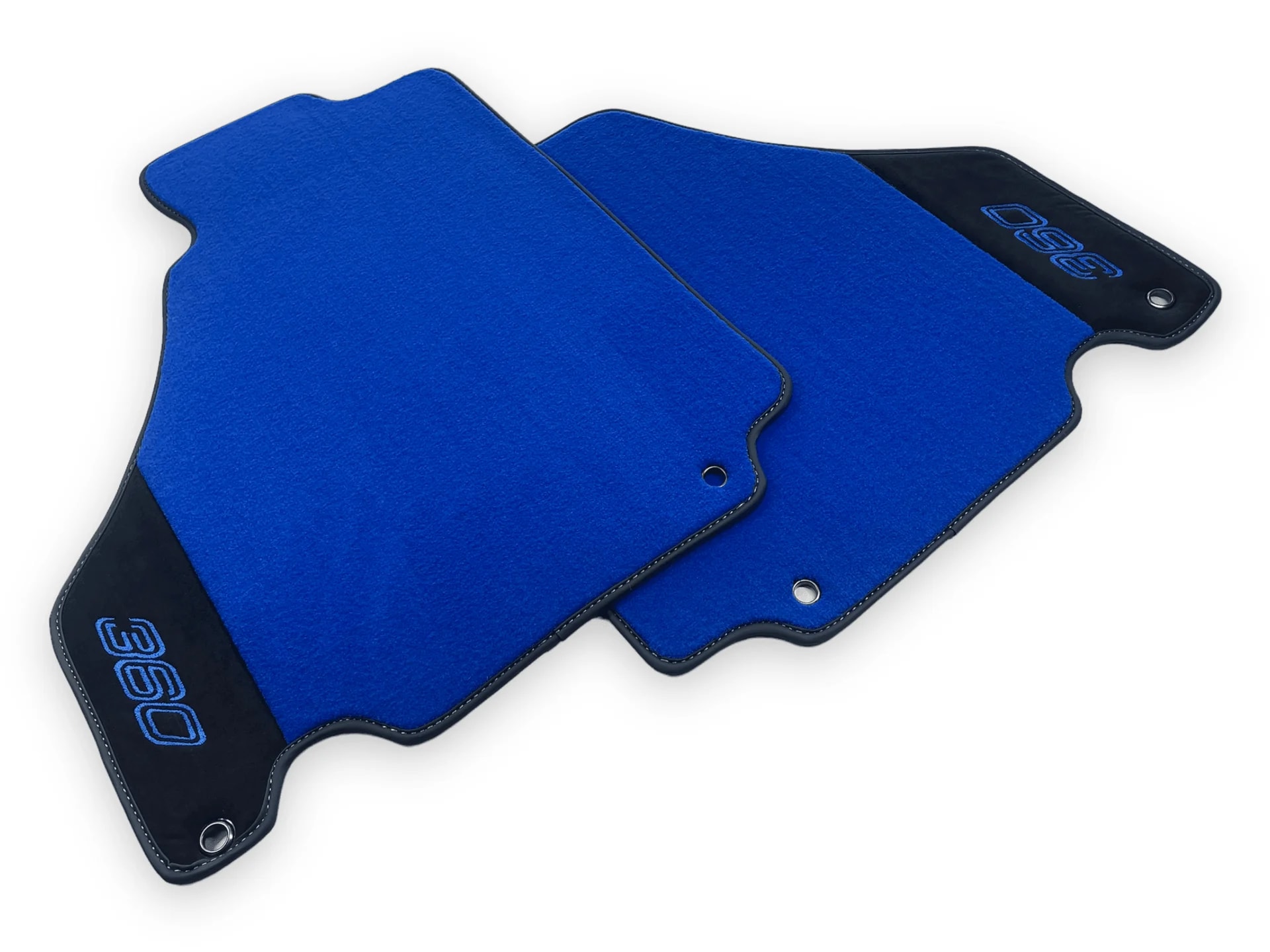 Blue Alcantara floor mat for Ferrari 360 Modena front view