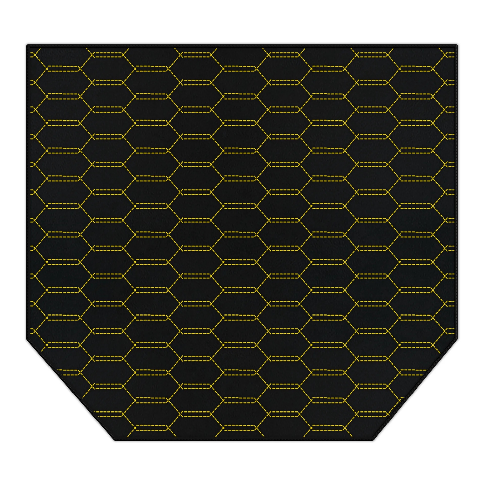 Tappetino su misura Ferrari 360, qualità premium, design nero elegante con cuciture gialle.