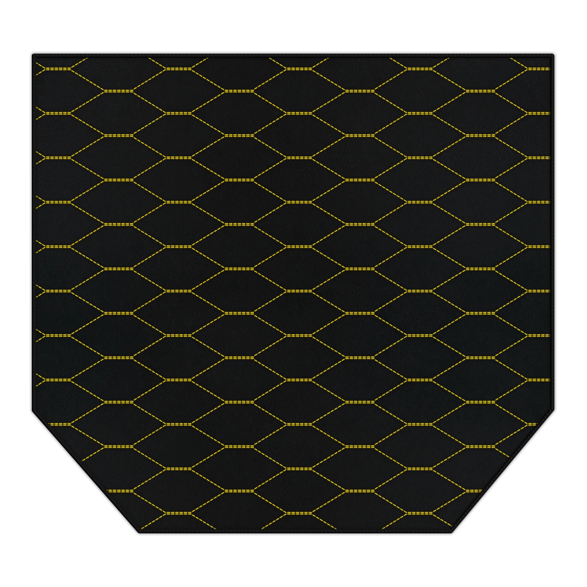 페라리 360 맞춤형 바닥 매트, 프리미엄 품질, 정밀한 핏, 세련된 검정 디자인에 노란 스티치 특징.