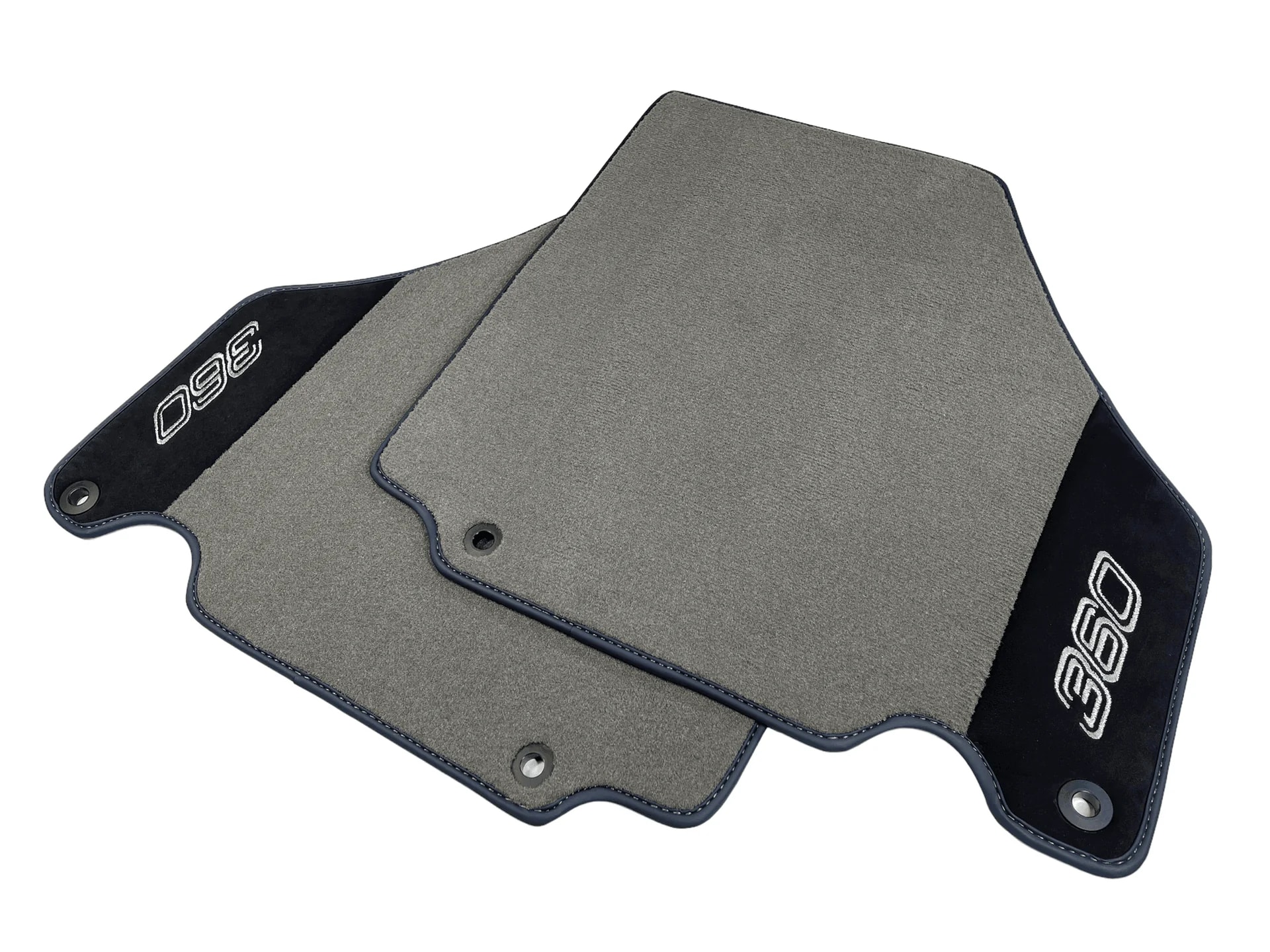 Gray Alcantara floor mat for Ferrari 360 Modena front view