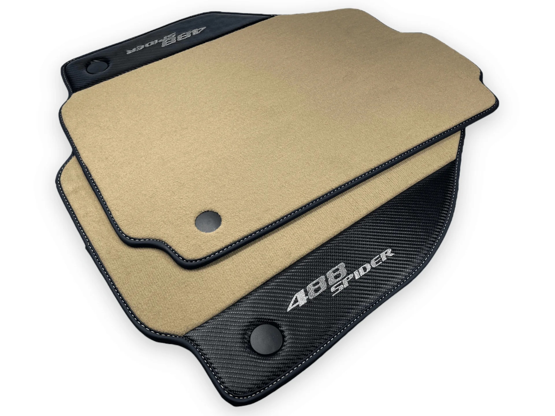 Tappetini su misura Ferrari 488 Spider, qualità premium con design in fibra di carbonio elegante e vestibilità precisa.