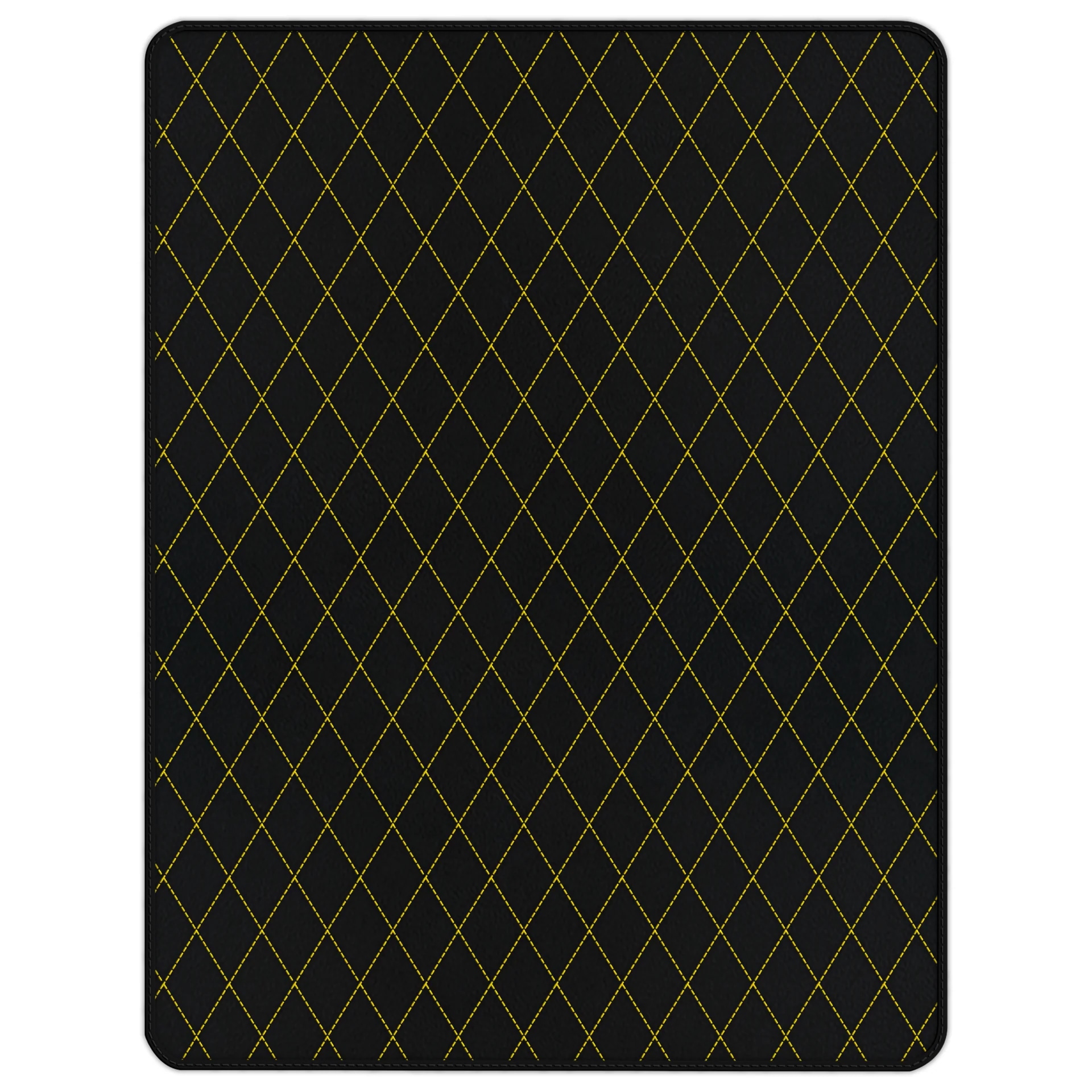 Ferrari 488 custom fit floor mat, premium quality with precise fitment, featuring elegant diamond pattern in black and yellow