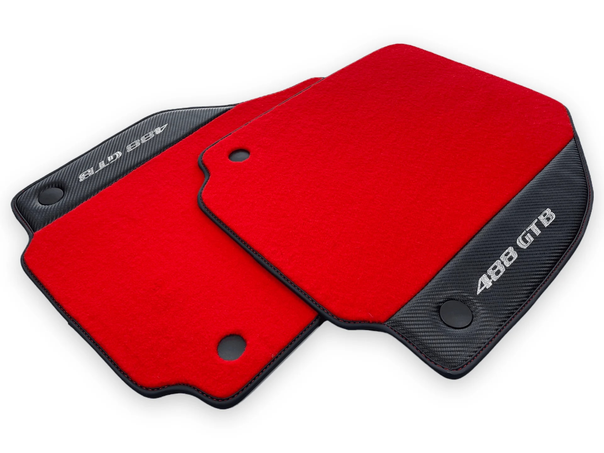 Red carbon fiber floor mats for Ferrari 488 GTB