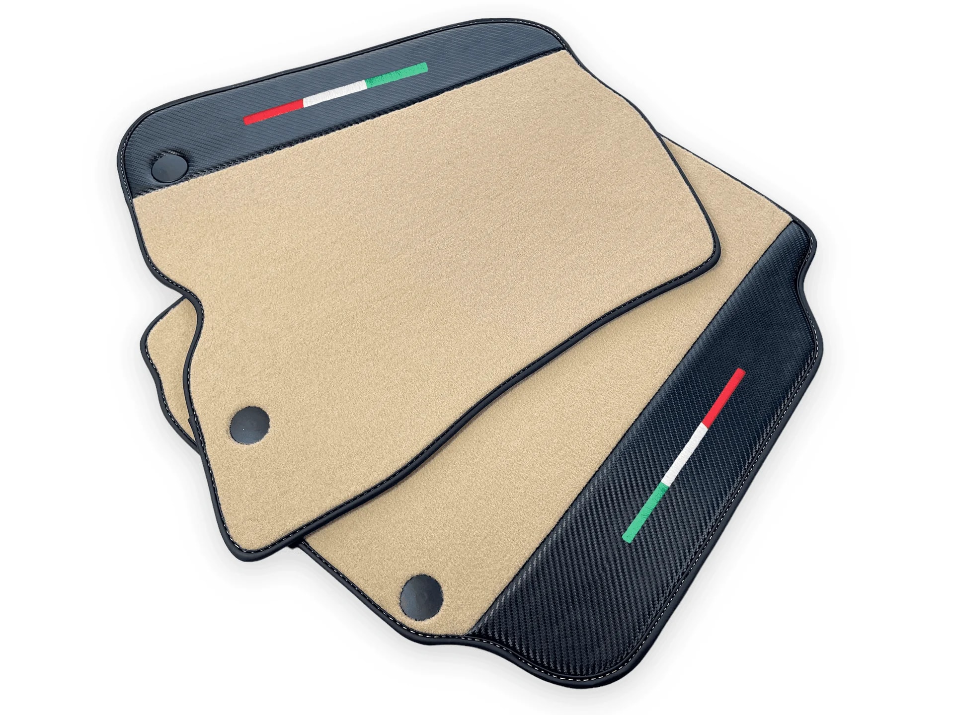 Beige Carbon Fiber Leather Floor Mats for Ferrari 812 Superfast