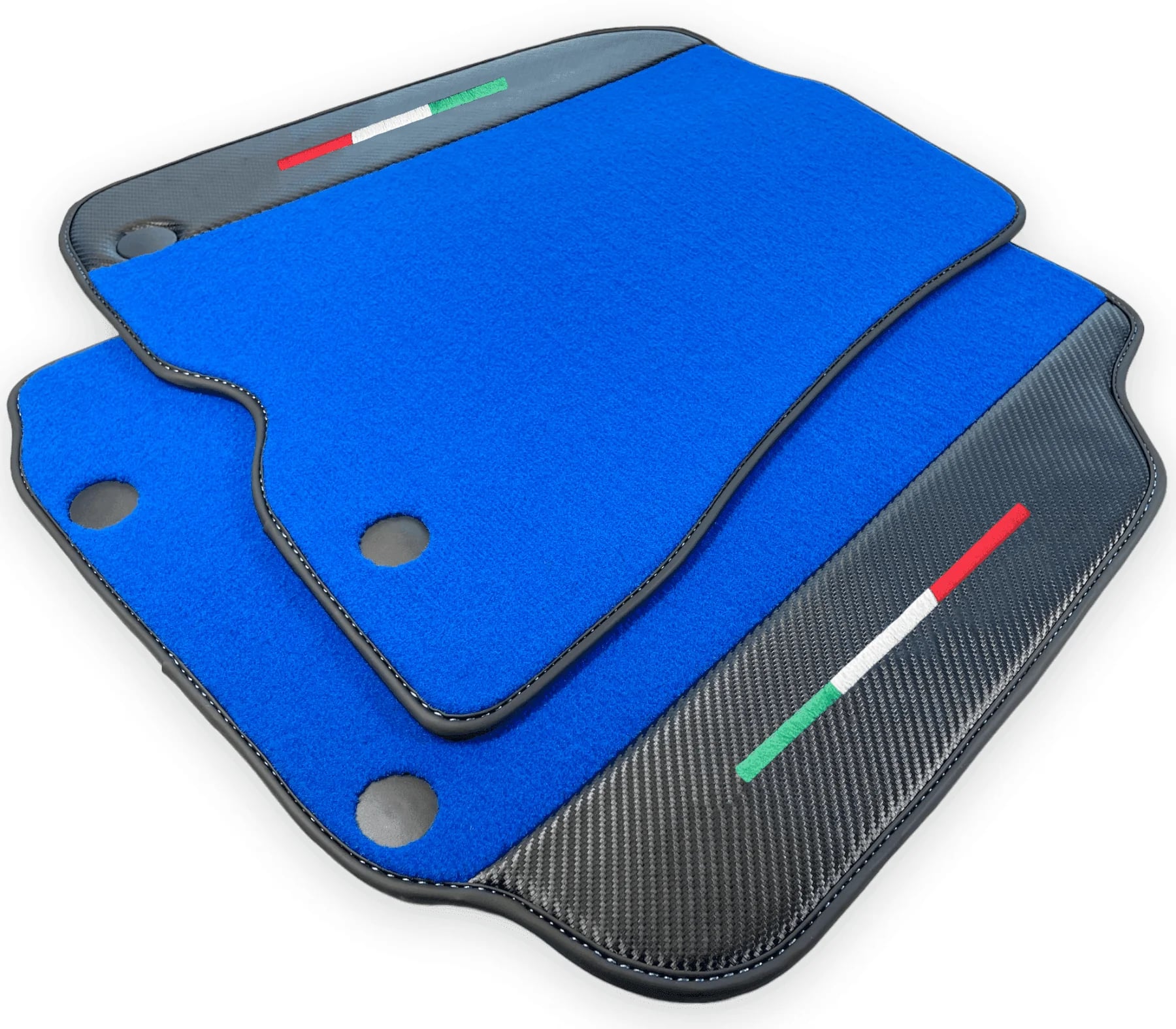 Blue Floor Mats For Ferrari F12 Berlinetta (2012-2022) With Carbon Fiber Leather