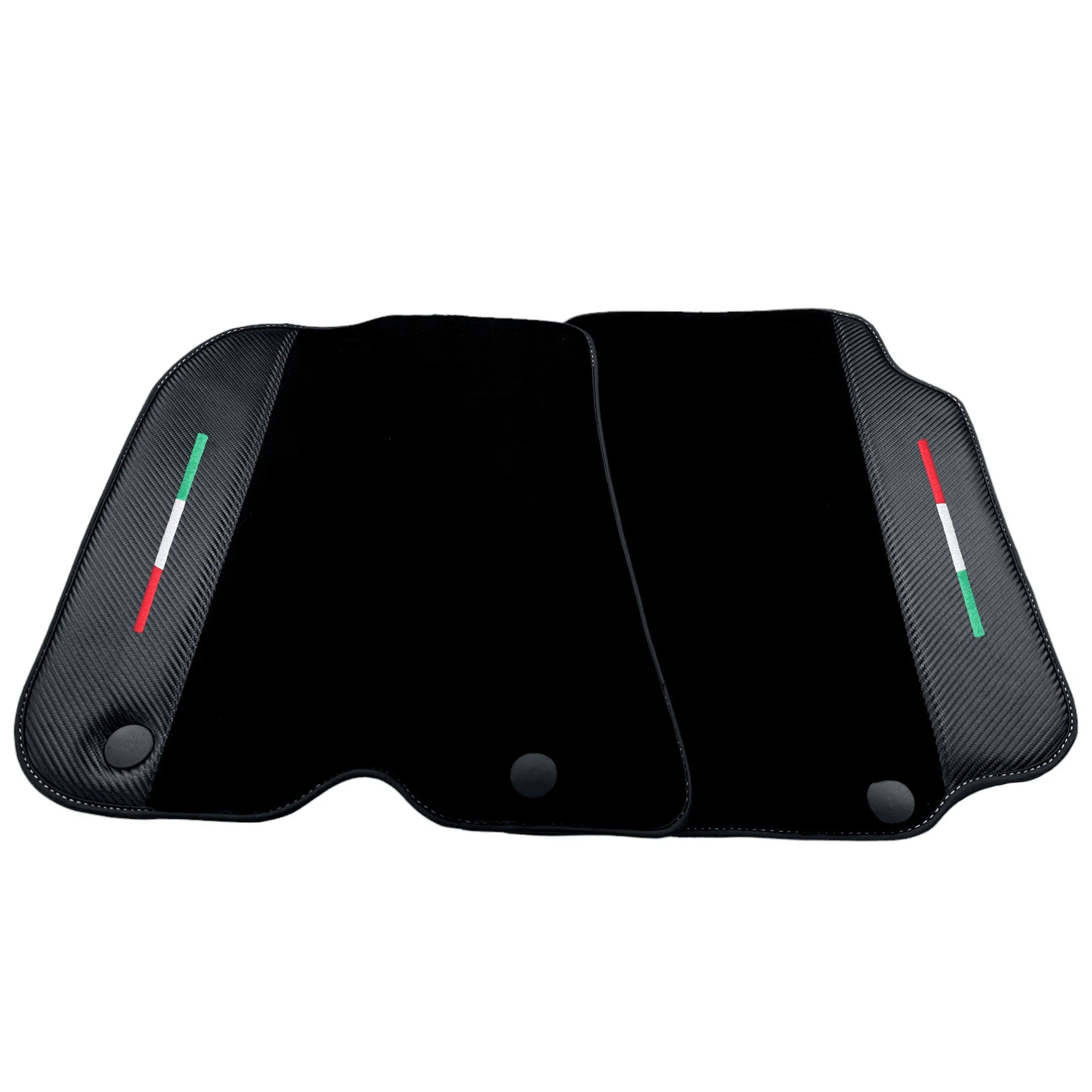 Ferrari F12 Berlinetta custom fit floor mats, premium quality with precise fitment, featuring sleek black design and Italian