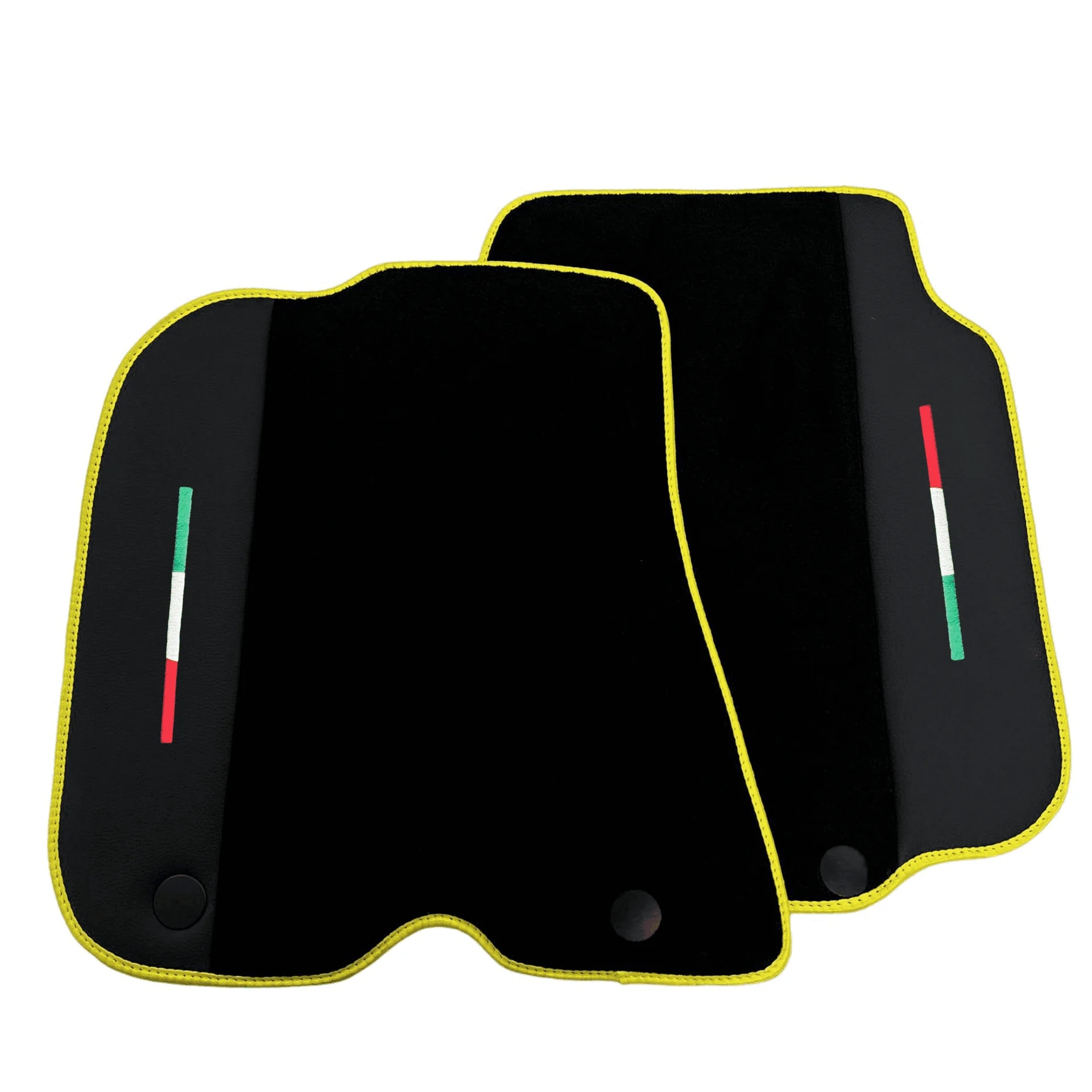 Black leather floor mat for Ferrari F12 Berlinetta front view