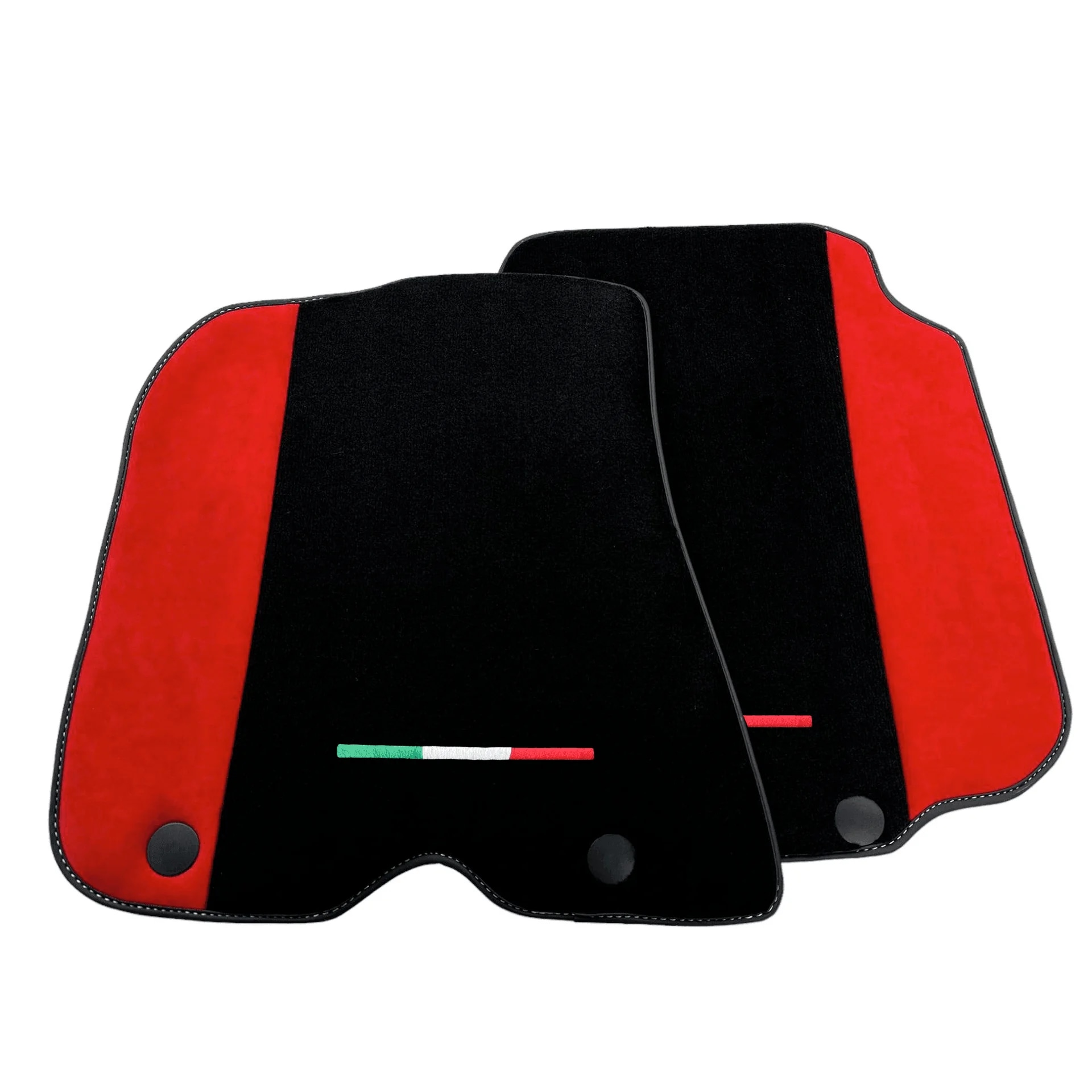 Ferrari F12 Berlinetta custom fit floor mats, premium quality, precise fitment, featuring sleek black and red design.