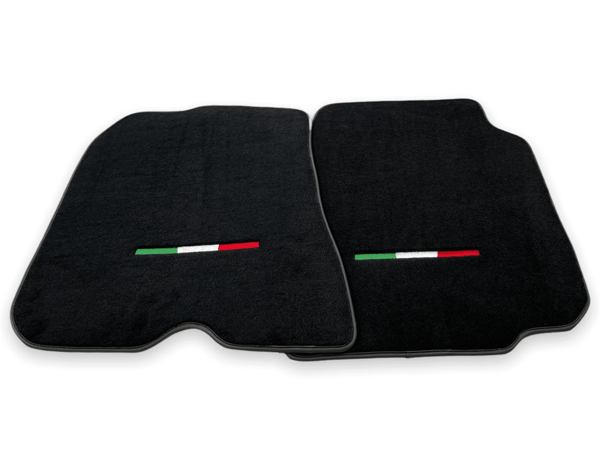Custom-fit Ferrari F12 Berlinetta floor mats, premium quality, precise fitment, featuring stylish Italian flag design.