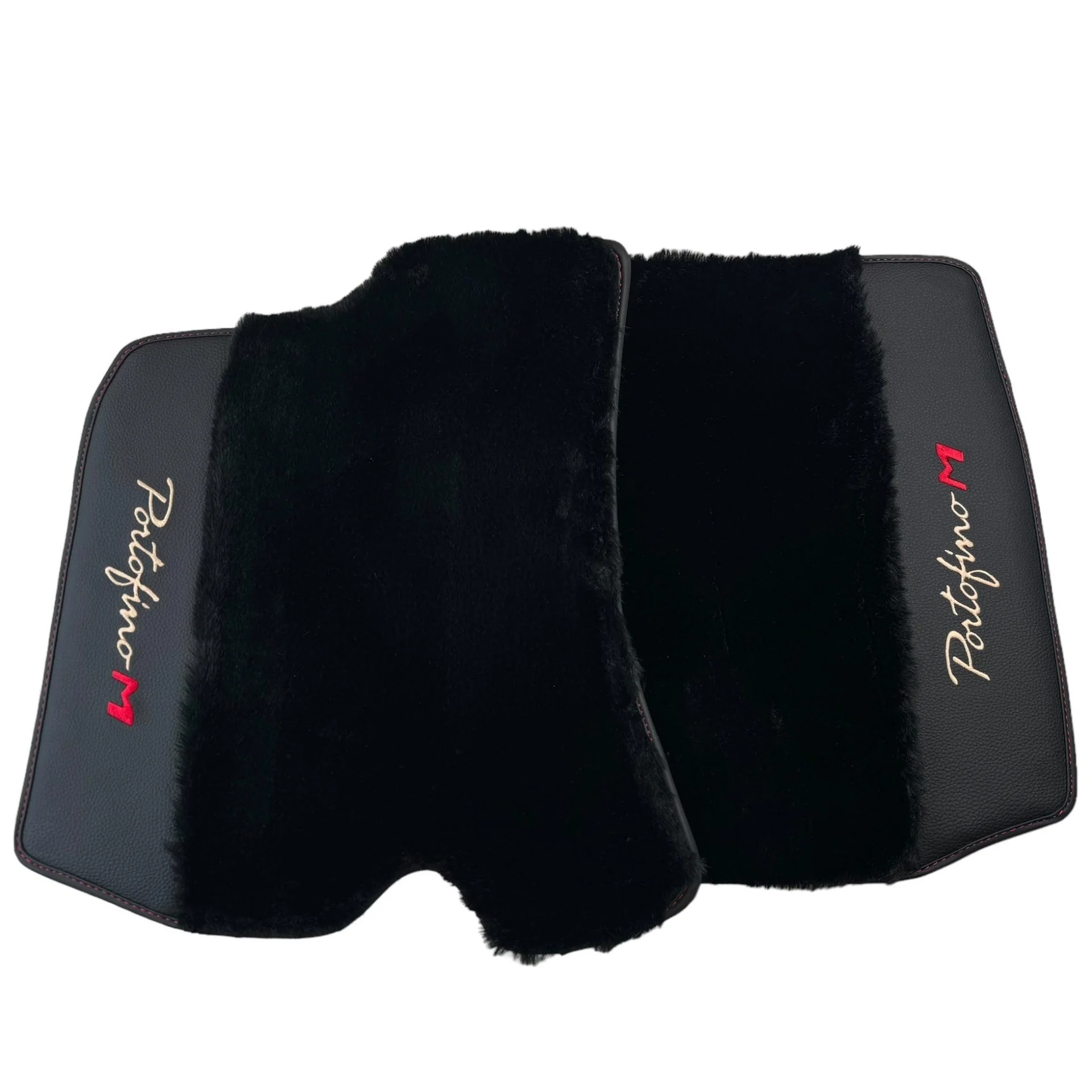 High-quality black sheepskin floor mats for Ferrari Portofino M