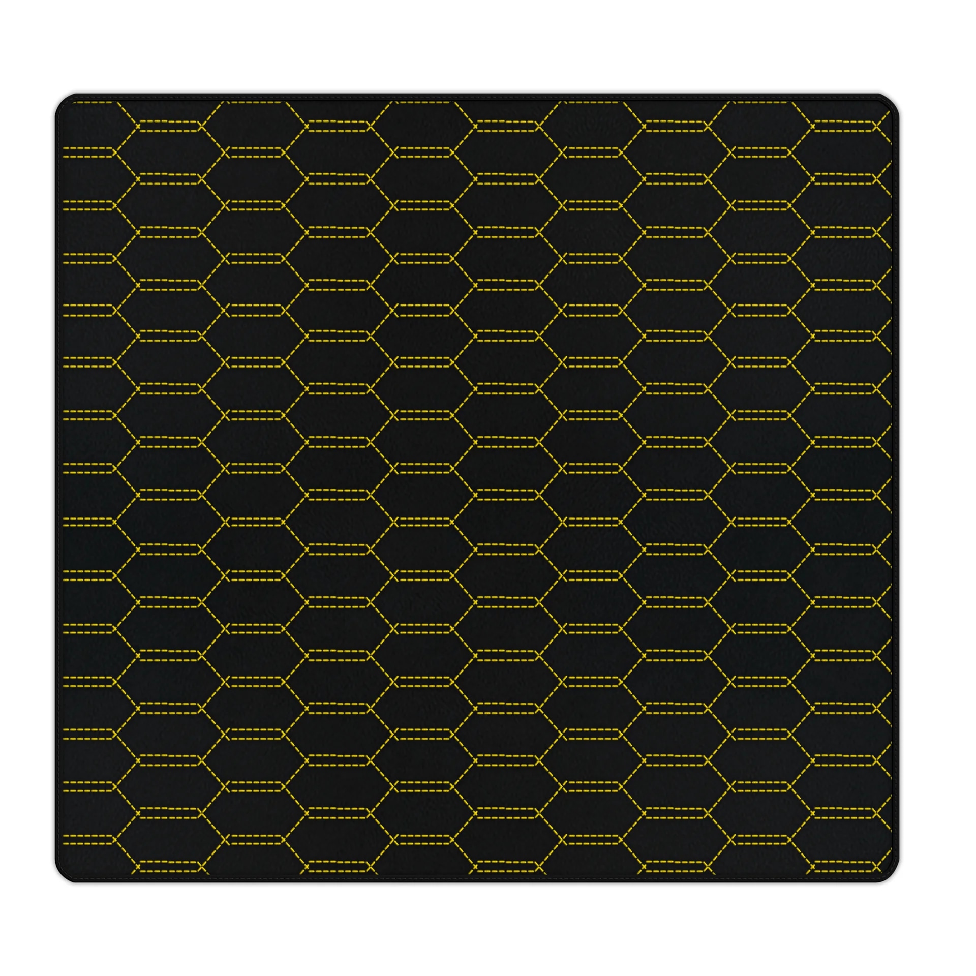 Premium Ferrari Portofino custom fit floor mat, featuring precise fitment and high-quality hexagonal design with yellow stitc