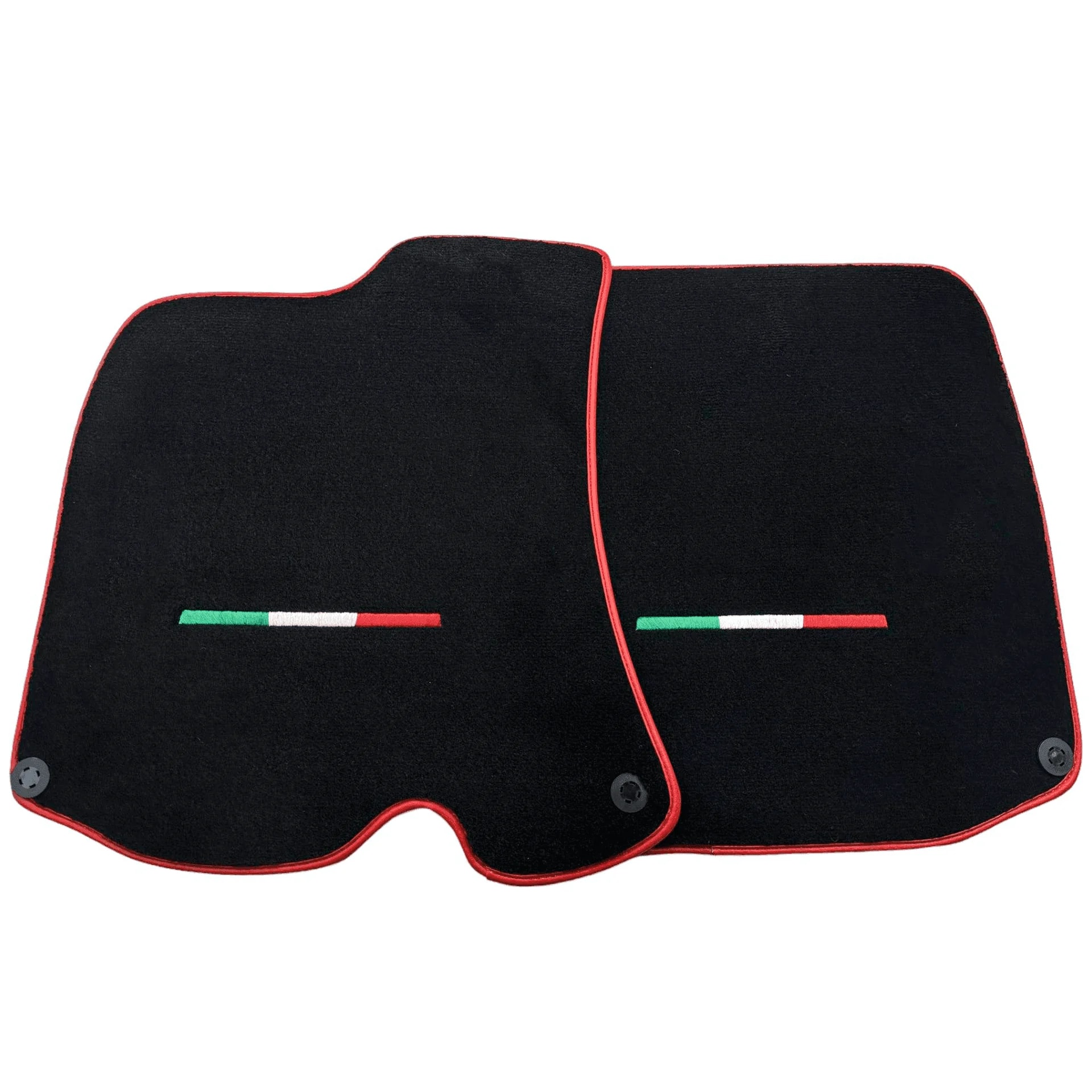Black floor mats for Ferrari Roma with red trim