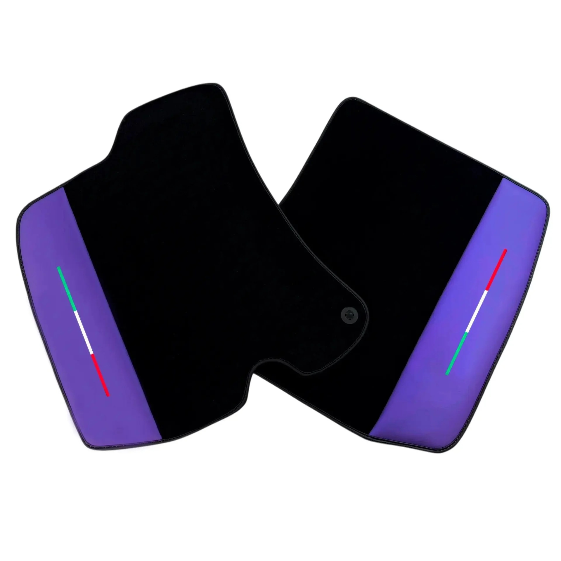 Ferrari Roma custom fit floor mats, premium quality with precise fitment, featuring stylish purple accents for added flair.
