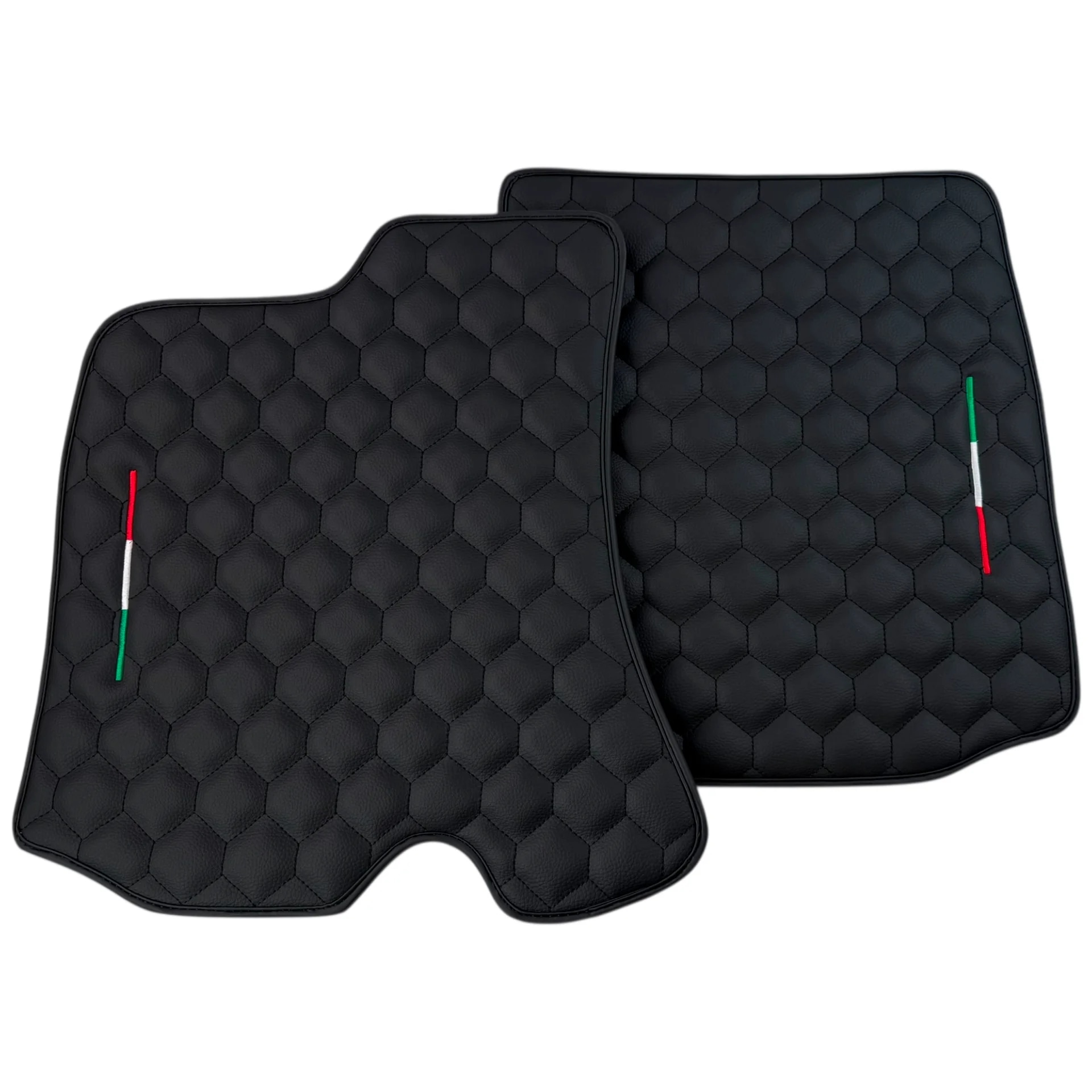 "Ferrari Roma custom fit floor mats, premium quality with precise fitment, featuring a stylish hexagonal design."