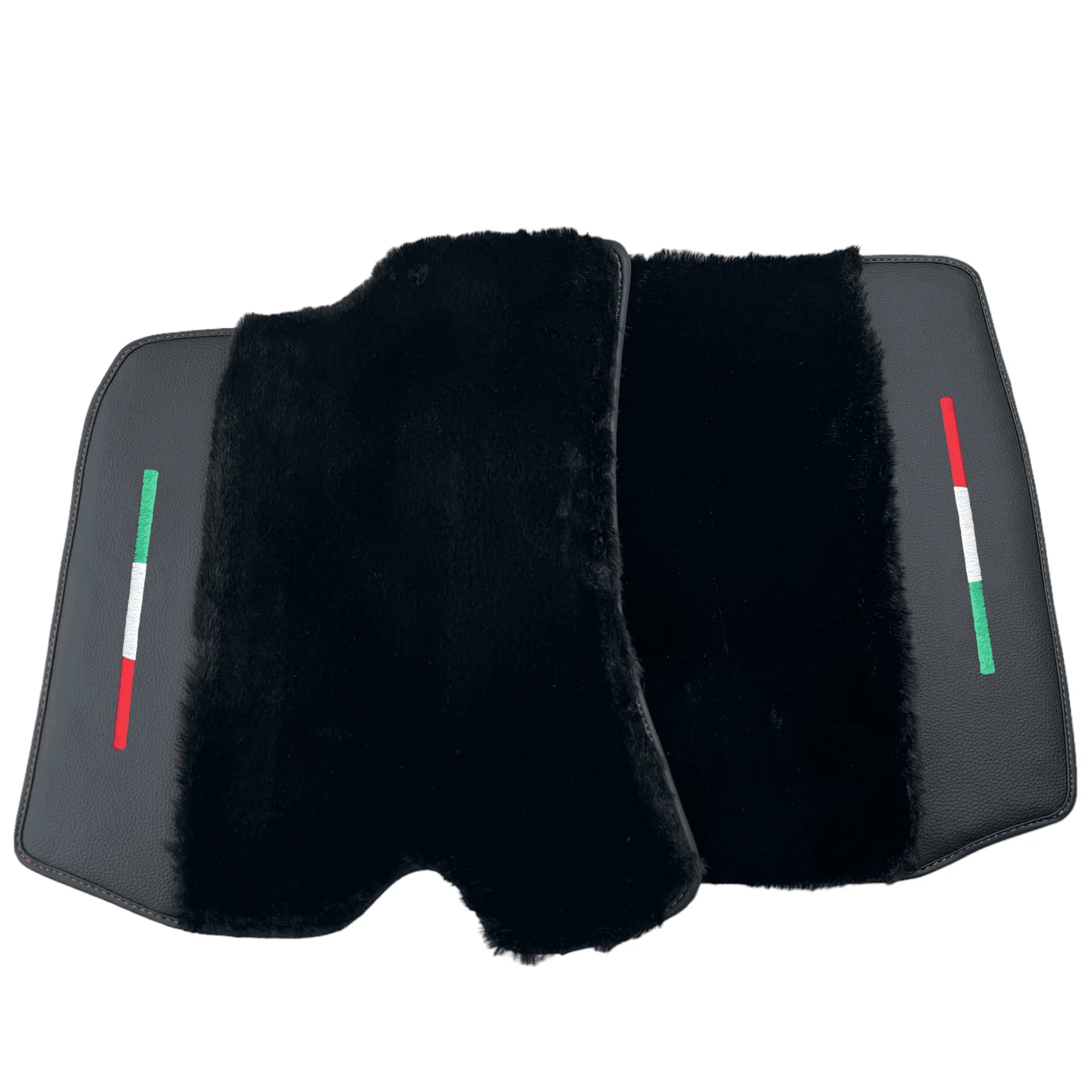 Black sheepskin floor mats for Ferrari Roma