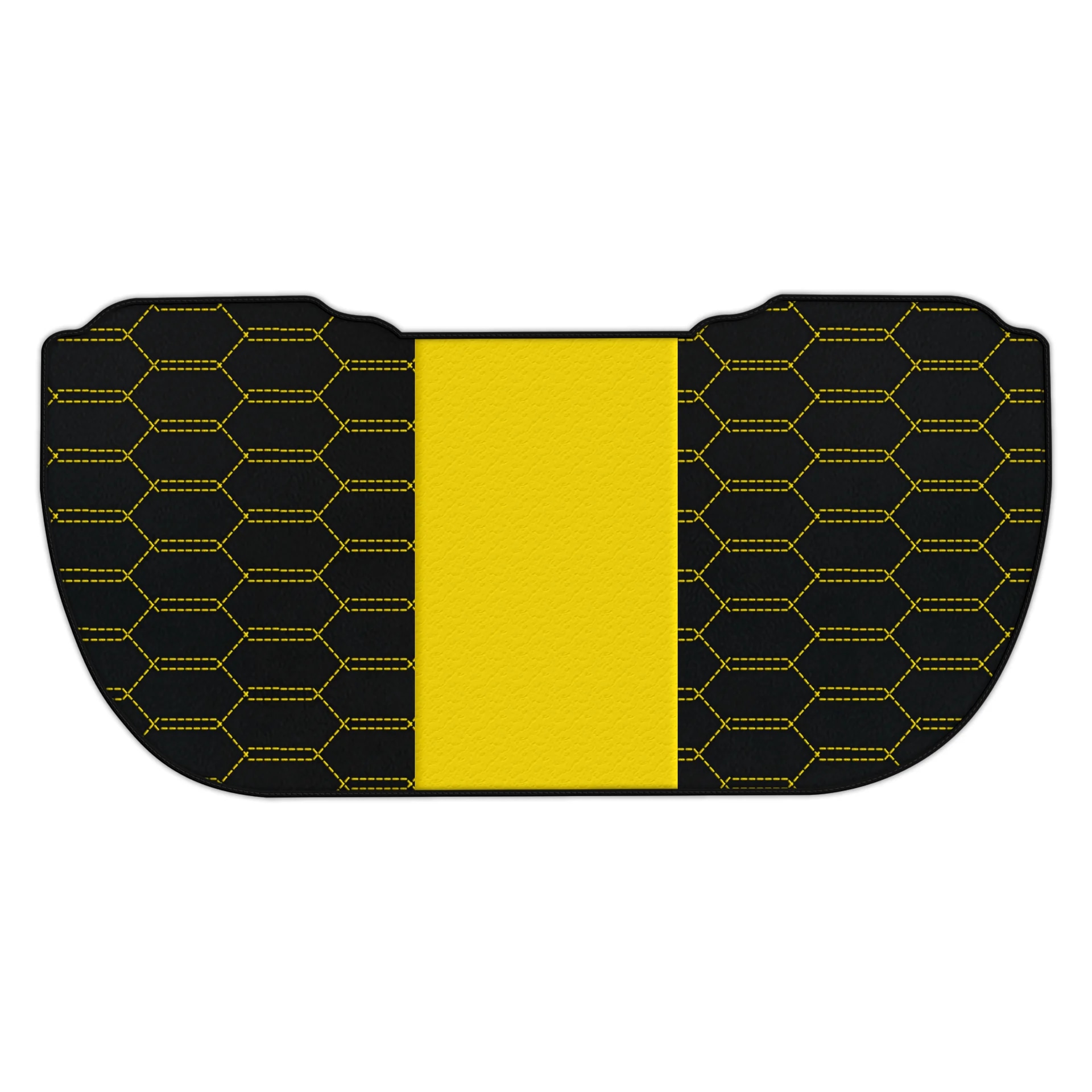 Ferrari SF90 Stradale custom fit floor mat, premium quality material, precise fitment with hexagonal pattern and yellow accen