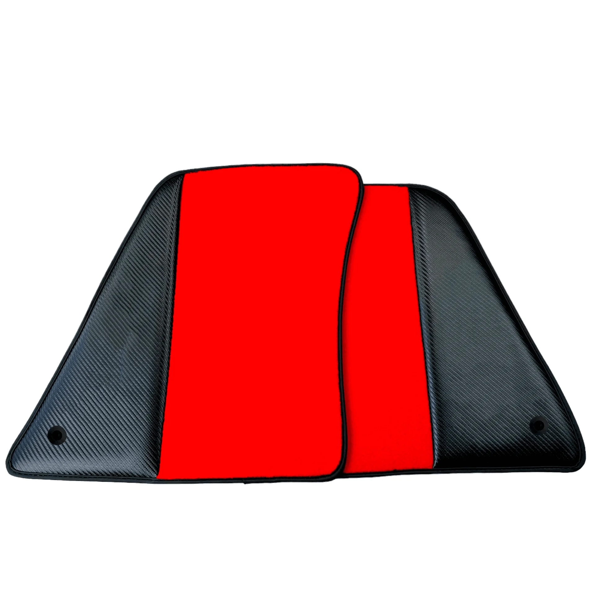 Ferrari SF90 Stradale custom fit floor mats, premium quality with precise fitment, featuring a striking red and black design.